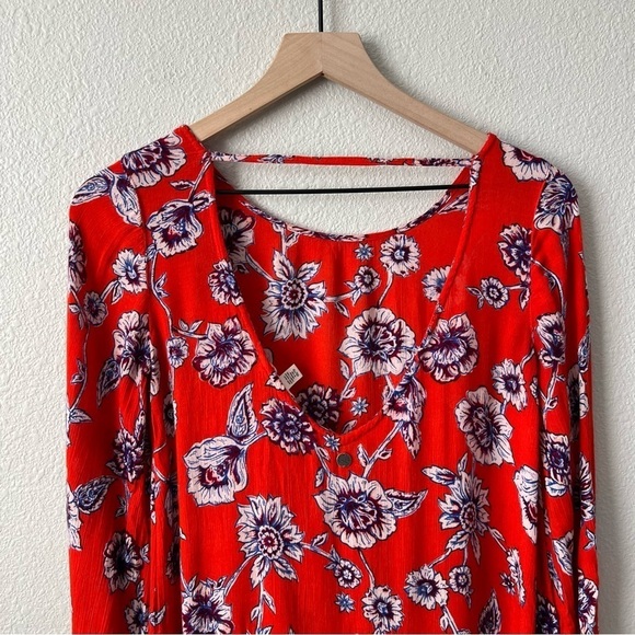 Billabong Heart Strayed Mini Floral Red Dress- Size XS - Picture 8 of 14